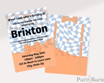 Kids Birthday Invitation | DIY Printable Canva Template | Instant Download | Blue and Orange Invite |Toddler Birthday Party | Boys Birthday
