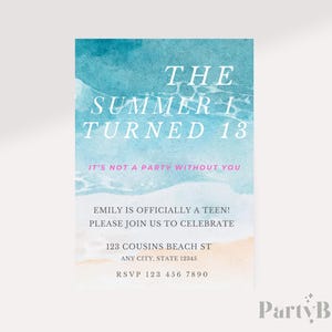 Der Sommer wurde ich 13 Einladung | DIY druckbare Canva Vorlage | Sofort Download | Geburtstag einladen | Moderne Party Scheune Design