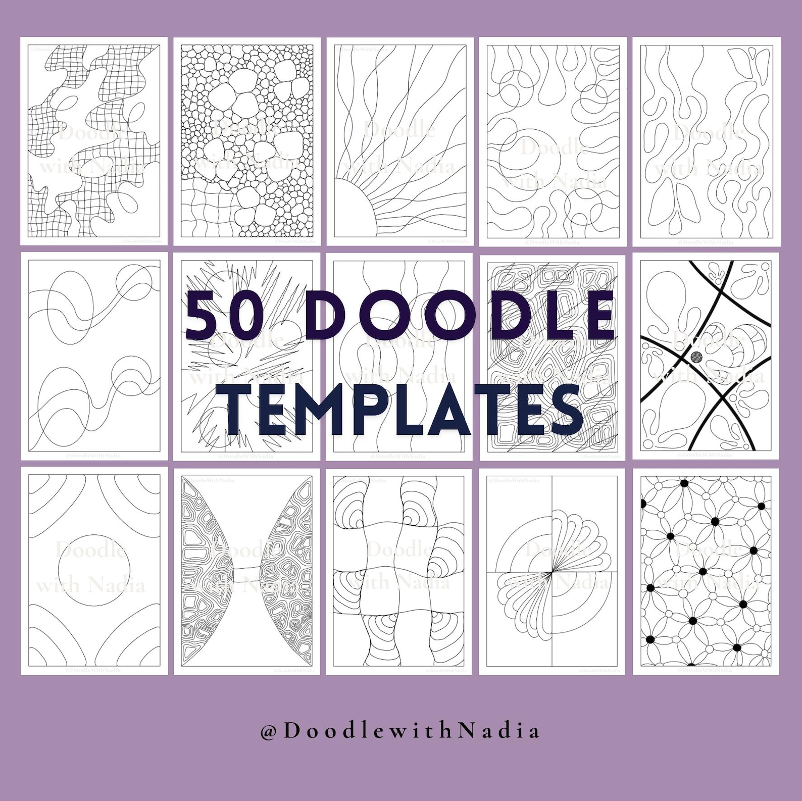 50 Doodle Templates Printable | Zentangle Patterns PDF | Beginner ...