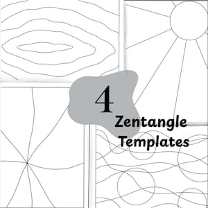 Relaxing Zentangle Art Templates: 4 Unique Designs (A4)
