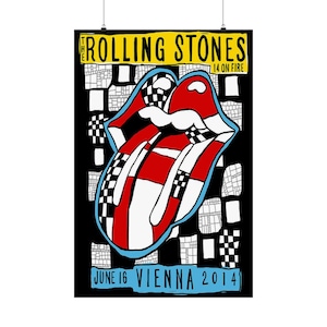 Póster del concierto de los Rolling Stones – Impresión artística de rock vintage – Póster retro de gira de los años 60 y 70 – Arte de Mick Jagger y Keith Richards