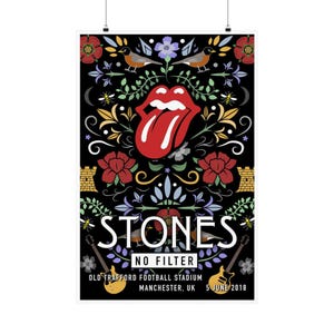 Póster del concierto de los Rolling Stones – Impresión artística de rock vintage – Póster retro de gira de los años 60 y 70 – Arte de Mick Jagger y Keith Richards