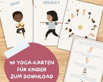 40 yoga cards for children with affirmations, mini-flows & sun salutations for mindfulness and courage, as a gift for Christmas or birthdays