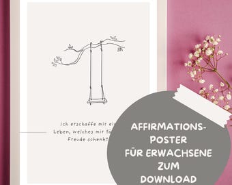 Bevestigingsposter voor volwassenen PDF PNG | Poster met spreuk voor mindfulness, zelfzorg, mentale gezondheid, positieve gedachten en mindset