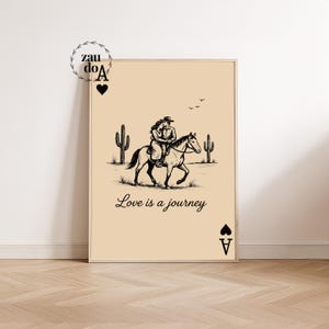 "Liebe ist eine Reise"" Western Paar Poster - romantischer Boho Wand Kunst Druck, druckbarer digitaler Download oder physischer Druck, Geburtstagsgeschenk
