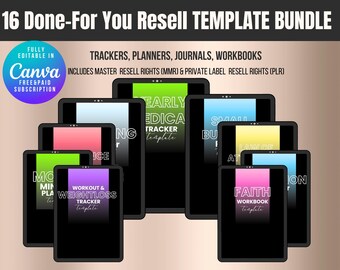 16 PLR Business Planner Workbook Template Bundle Done For You Master Resell Rights Editable In Canva Templates MRR Digital Product Resell