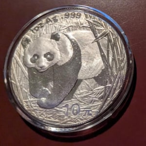 Pair of 2001 China Chinese Silver Panda Silver Bullion 1 ounce oz coins