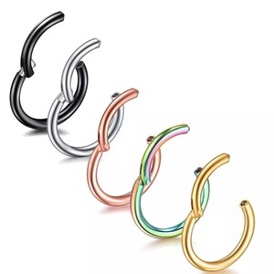 Surgical Steel Hinged Segment Ring | Septum Clicker Ring | Ear Cartilage Hoop | Huggie Earrings | Tiny Nose Hoops | 16 & 14G