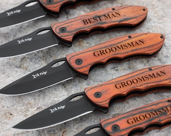 Navajas grabadas para padrinos de boda, navaja plegable personalizada, regalo para hombres.