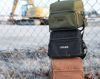 Custom Lunchbox Cooler, Gift for Men, Personalized Lunch Tote with Name, Available in Brown, Black and Green, Work Bag