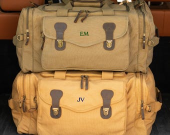 Personalized Canvas Duffle Bag, Rugged Travel Weekender, Hiking Camping Bag