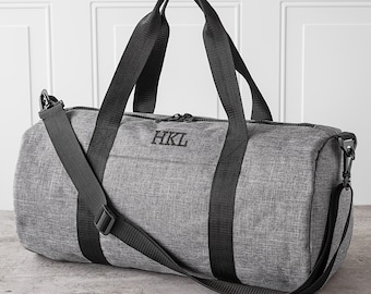 Personalized Gray Duffle Bag for Men, Overnight Bag, Gym Bag, Travel Gift, Gift for Men, Custom Weekender Getaway Bag, Men's Travel Bag
