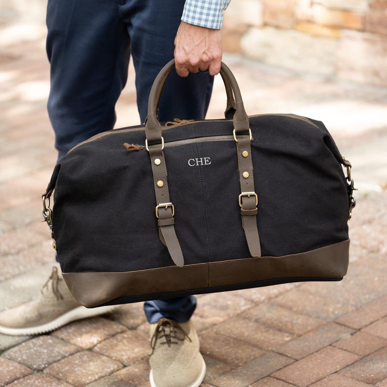 The men's canvas & leather Langston Bag in black