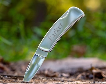 Personalized Groomsmen Pocket Knife, Engraved Stainless Steel Lockback, Wedding Party Gift