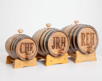 Personalized Mini Whiskey Barrel, Engraved Groomsmen Gift, Wood Decanter