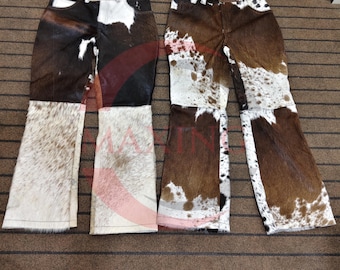 Cowhide Leather Pants - Handmade Western Streetwear, Unique Pattern