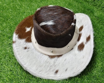 Handmade Cowhide Leather Cowboy Hat: Western Style Outback Hat