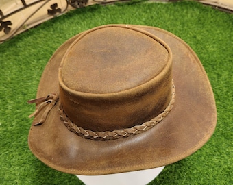 Chapeau en Cuir Marron pour Déguisement - déguiz-fêtes