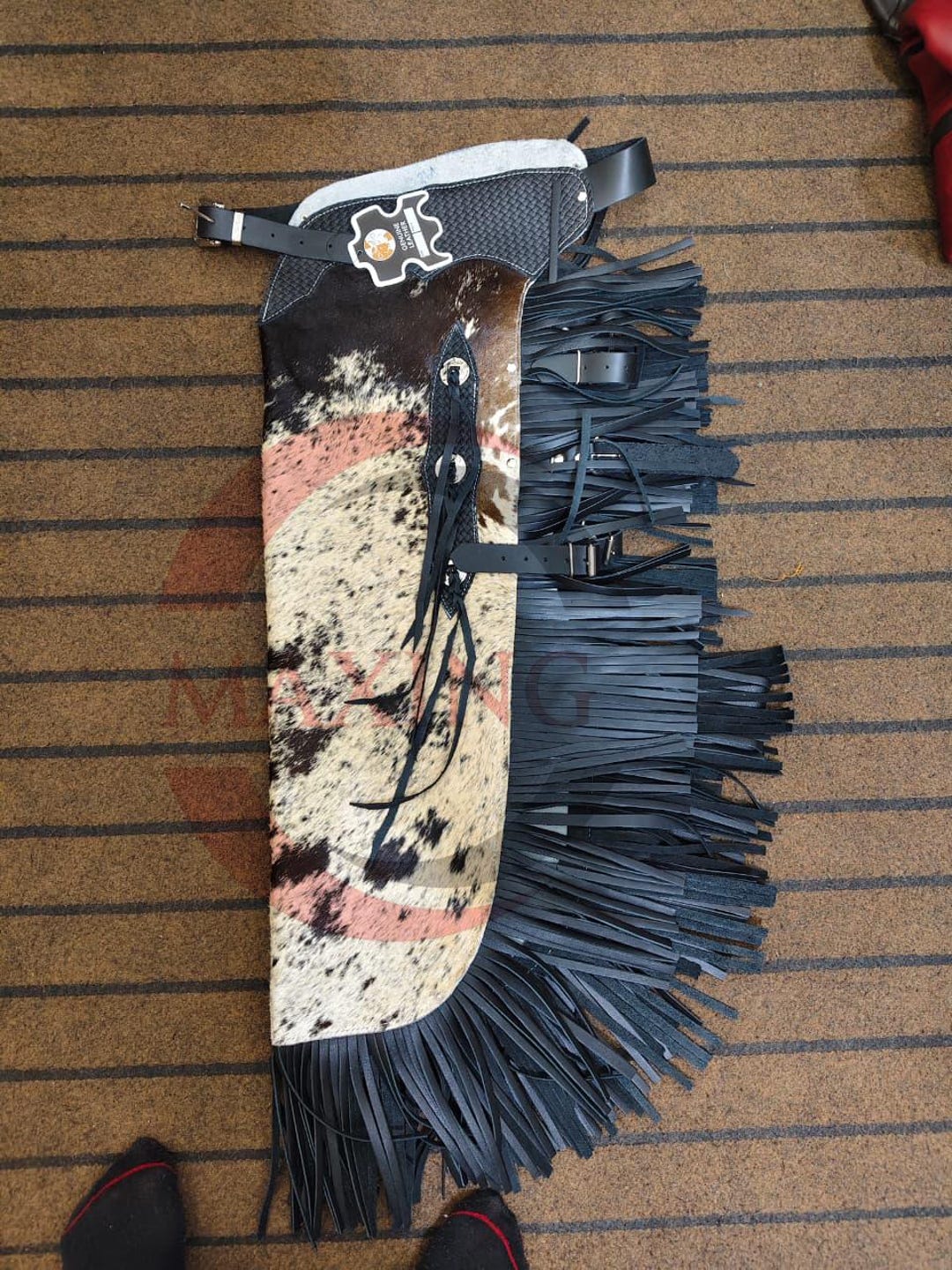 Cowhide Rodeo Chaps Cowhide Leather Western Shotgun Chaps With Fringe, Handmade Cowboy ...