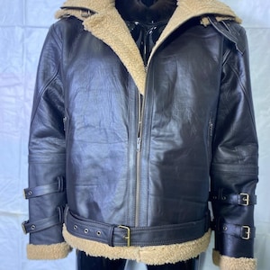 Men&#39;s Real Leather B3 Bomber Jacket: Faux Shearling Aviator Coat