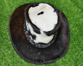 Cowhide Leather Cowboy Hat: Handmade Western Style Hair-on-Hide