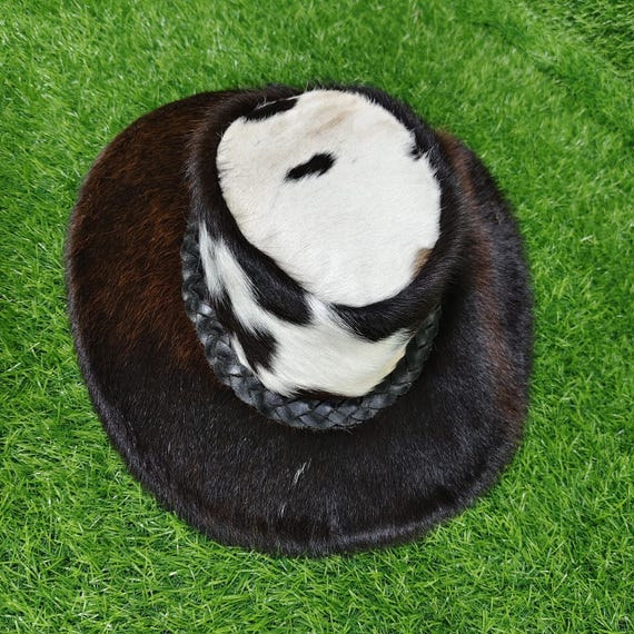 Cowhide Leather Cowboy Hat: Handmade Western Style Hair-on-Hide