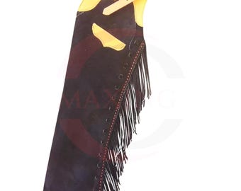 Handmade Leather Cowboy Chaps with Fringe - Rodeo Western Wear