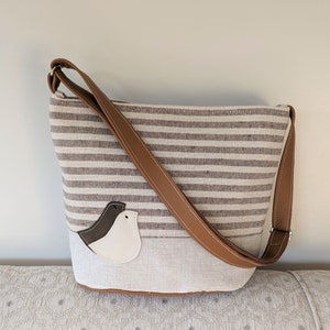 Gorgeous Striped Linen and Leather