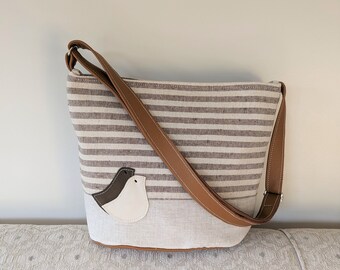 Gorgeous Striped Linen and Leather