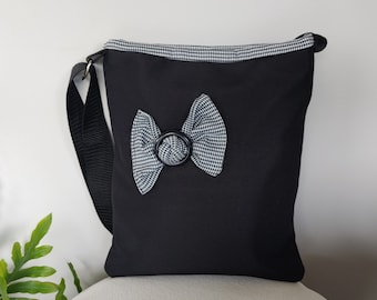 Vegan Black Tote with Bow Detail