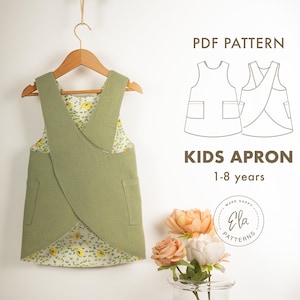 Apron Pattern for Kids | Cross Back Pinafore | Baby & Toddler Ages 1–8 Y | Reversible PDF Sewing Pattern