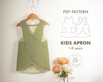 Apron Pattern for Kids | Cross Back Pinafore | Baby & Toddler Ages 1–8 Y | Reversible PDF Sewing Pattern