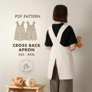 Japanische Schürze PDF Schnittmuster | Damengröße XXS–XXXL | Kreuz zurück verstellbare Träger | Baumwolle Leinen Freundlich | Sofort Download