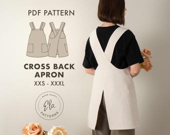 Japanese Pinafore Apron PDF Sewing Pattern | Women’s Size XXS–XXXL | Cross Back Adjustable Straps | Cotton Linen Friendly | Instant Download