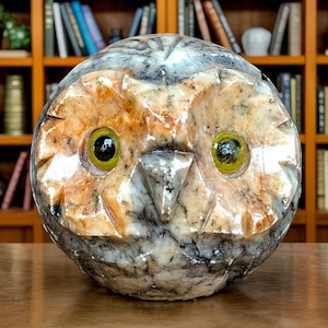 Vintage Mid-Century Modern Alabaster Owl Paperweight