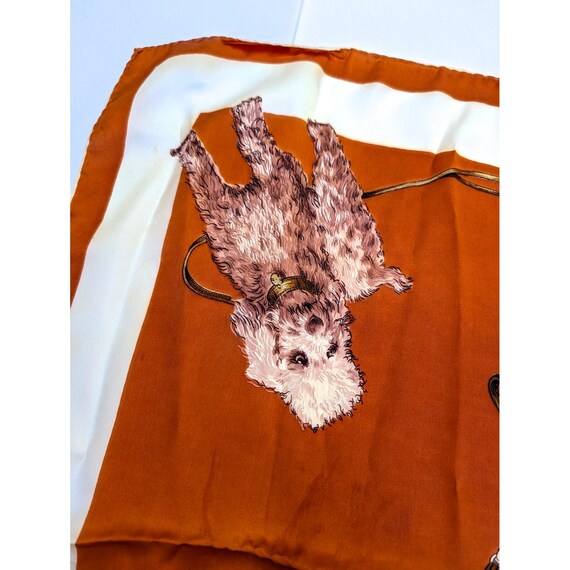 Vintage 1950s Bichon Frise Poodle Silk Scarf Hand Rolled Edges- 27" Square View 3