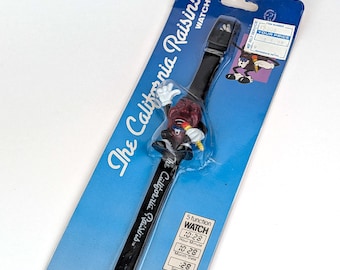 Vintage California Raisins Watch by Nelsonic, 1988 Sealed on Card, A.C. Vocals Figure, 80s Pop Culture Novelty