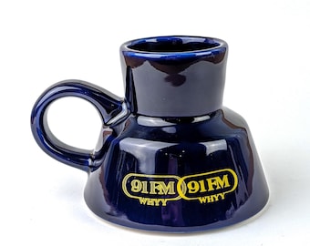 WHYY 91FM Captain's Mug | Vintage Philadelphia Public Radio NPR Commuter Cup 90s