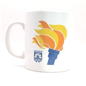 Vintage Coloroll Barcelona 92 Olympic Games NBC Torch Ceramic Mug England White