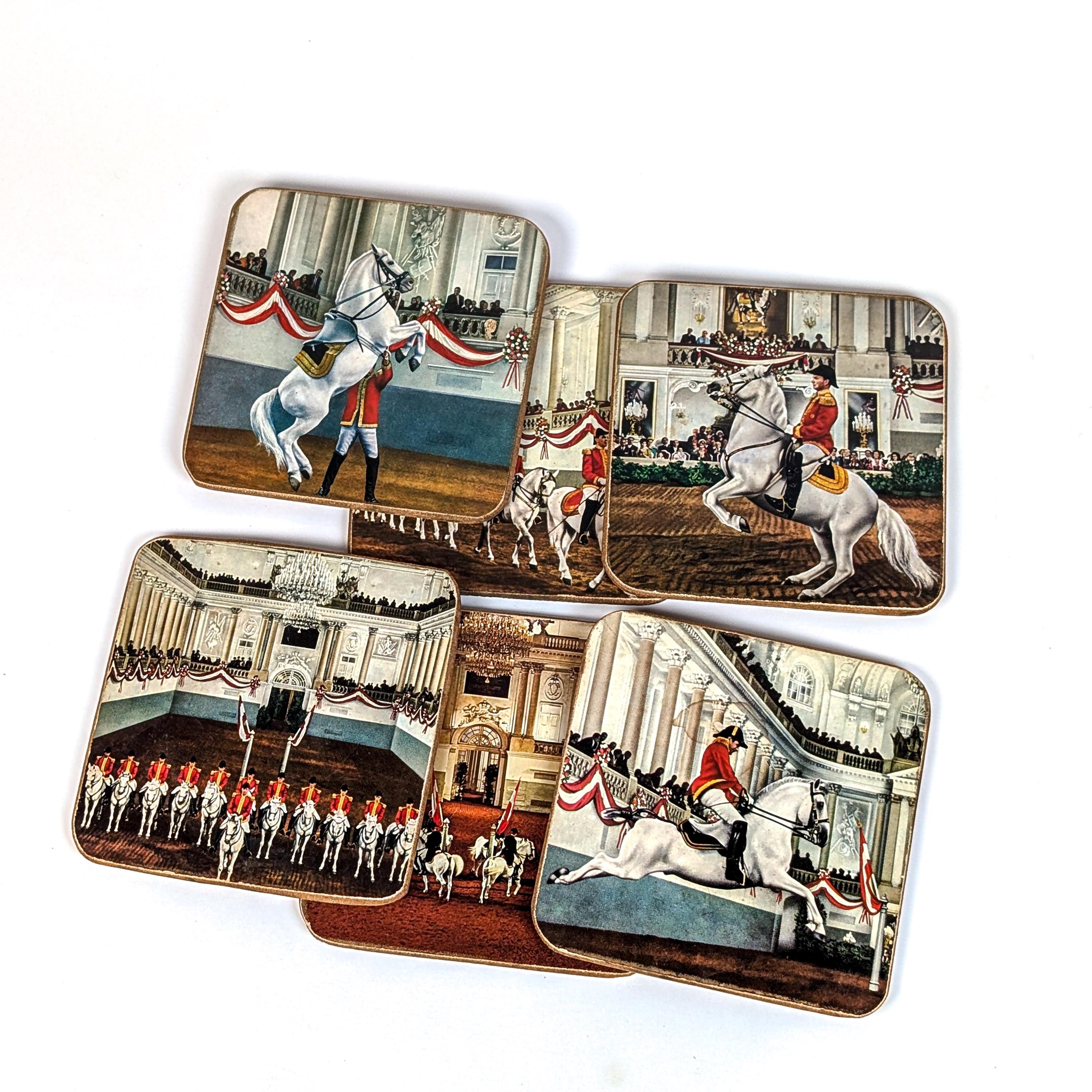 Vintage Set of 6 Spanish Riding School Coasters | Lipizzaner Horse