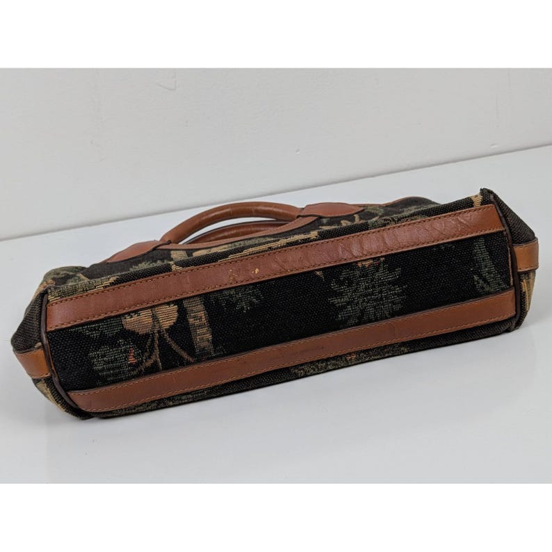 Vintage Tommy Bahama Tapestry Handbag | Tropical Palm Tree Top Handle Tote image 3