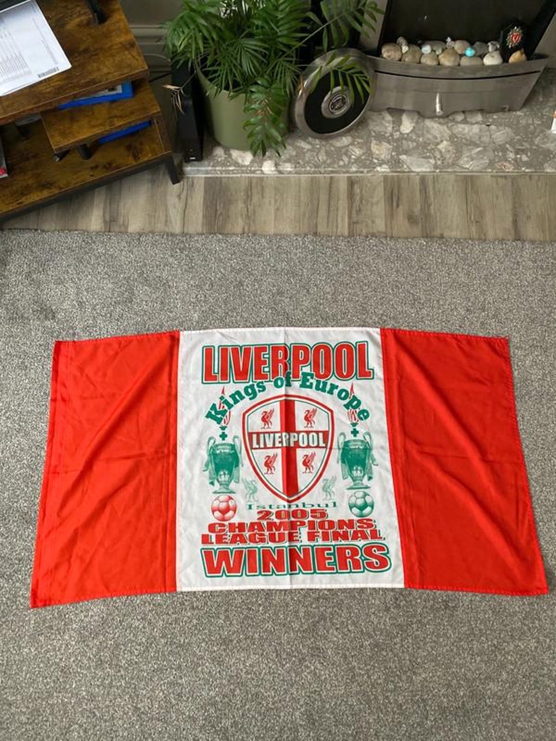 Vintage Liverpool FC Champions Flag 2005 Istanbul Collectible Rare vintage-liverpool-fc-champions-flag-2005-istanbul-collectible-rare