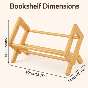 Mini Wooden Bookshelf – Adjustable Book Stand for Desk or Home Office – Natural Wood Organizer