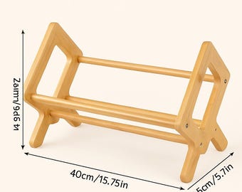 Mini Wooden Bookshelf – Adjustable Book Stand for Desk or Home Office – Natural Wood Organizer