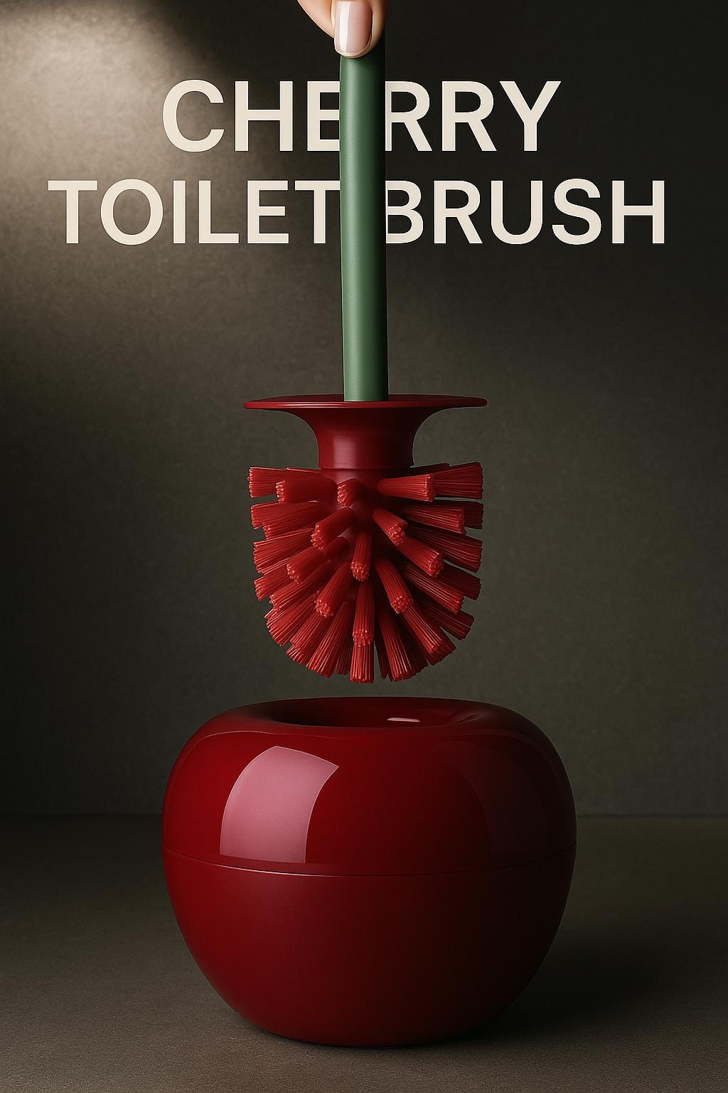 Cherry Shaped Toilet Brush Set - Wine Red PP Lavatory Cleaning Tool With Holder