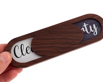 Magnetic Dishwasher Sign – Clean/Dirty Indicator – Dark Wood Look – Slide Design for Kitchen Appliance