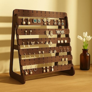 Espositore per orecchini in legno – Organizzatore per gioielli vintage – Supporto in legno naturale