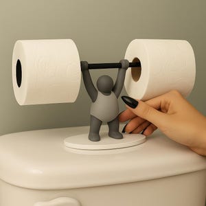 Divertente porta carta igienica con sollevatore di pesi - Decorazione da palestra stampata in 3D per il bagno, dispenser per rotoli di bilanciere, regalo