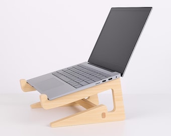 Adjustable Wooden Laptop Stand – Ergonomic, Foldable, Fits 10-17 inch Devices