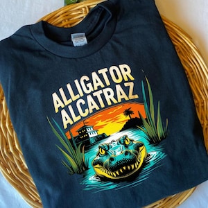 Alcatraz Alligator Retro Sunset  | Cool Prison Gator Gift | Funny Animal ,  Digital Download Sublimation PNG